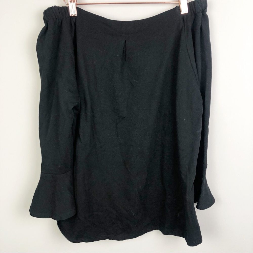 GIBSON | Off the Shoulder Black Sweatshirt Bell Sleeves XL - Picture 6 of 8